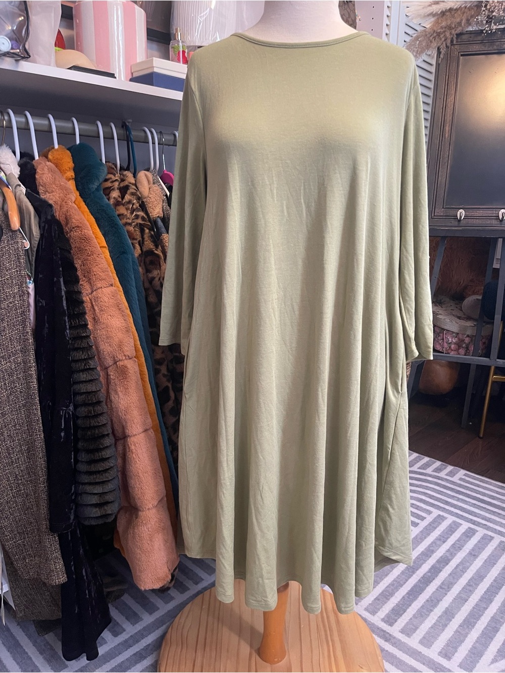 Zenana  Light Sage Green Swing Dress